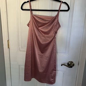 Pink satin mini dress